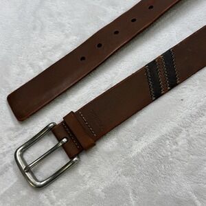 Fossil Full Grain Leather Belt Brown Size 36 Western Stitch Rugged